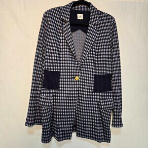 CAbi The Explorer Checkup Blue Heritage Plaid Stretchy Blazer Size M New NO Tag!